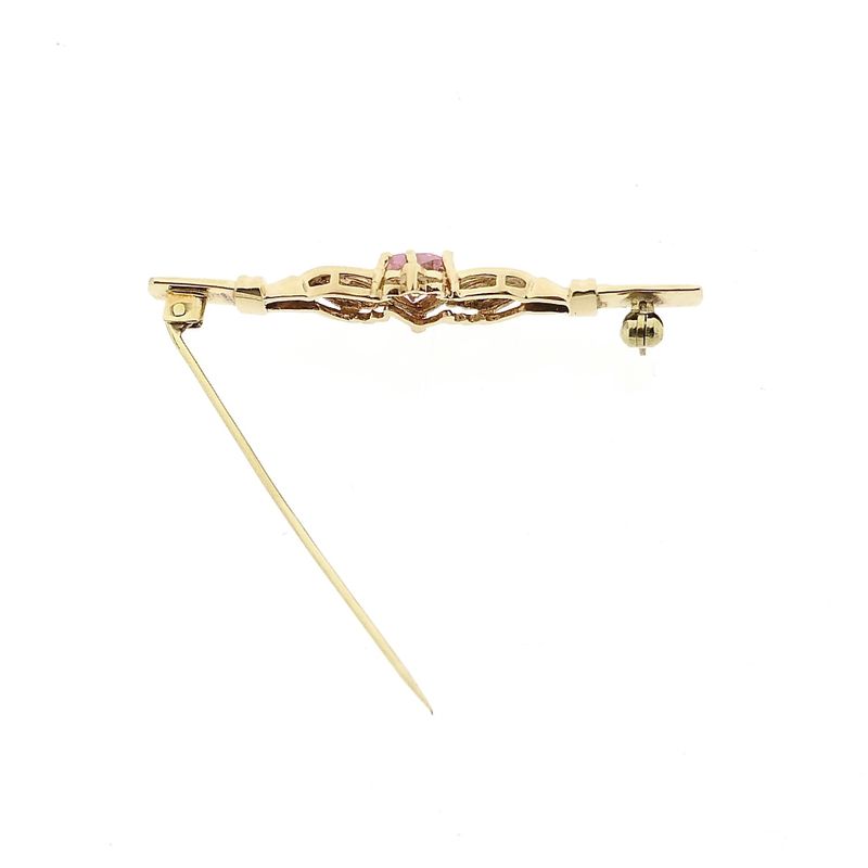 Afbeelding 5 van Gouden Claddagh broche met roze zirconia