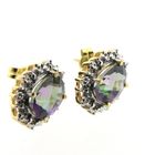 Image 3 of Gold stud earrings with mystical topaz