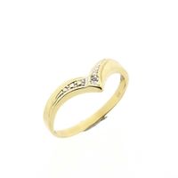 Gold V-Shaped Ring with Diamond; 0.005 ct.