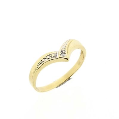 Gold V-Shaped Ring with Diamond; 0.005 ct. Image 1 of Gold V-Shaped Ring with Diamond; 0.005 ct.