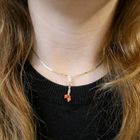Image 9 of Gold S-link necklace with blood coral