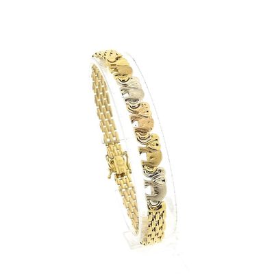 Image 1 of Tricolor gold bracelet with elephants
