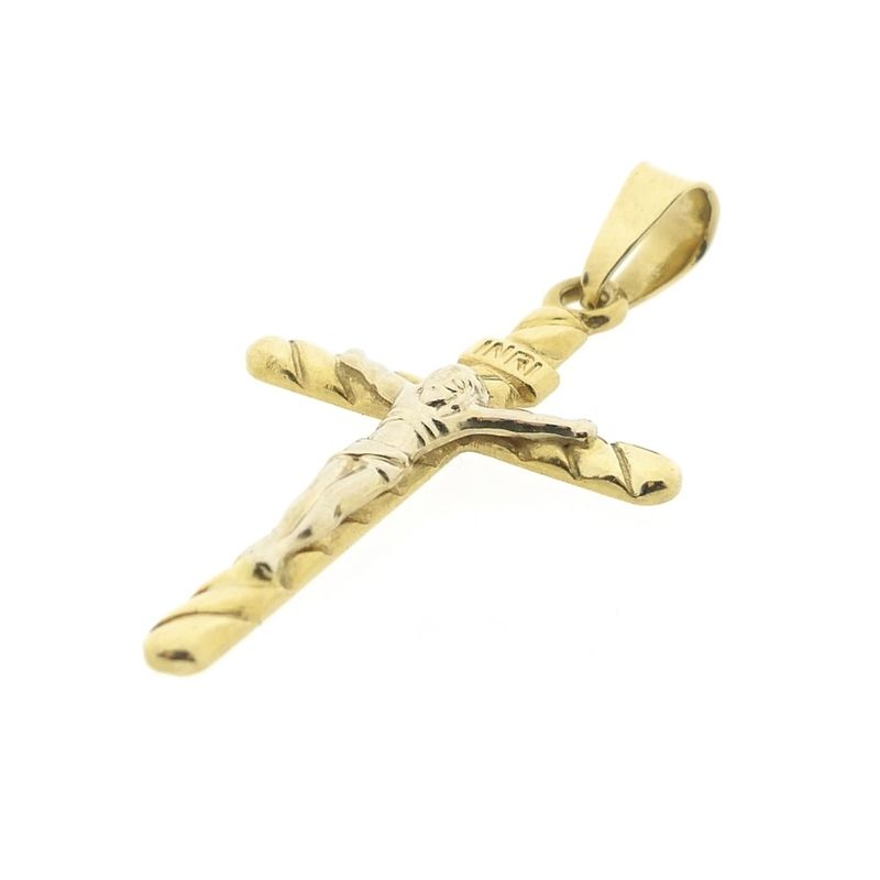 Image 8 of 18-karat two-tone gold pendant of a cross with a corpus | INRI
