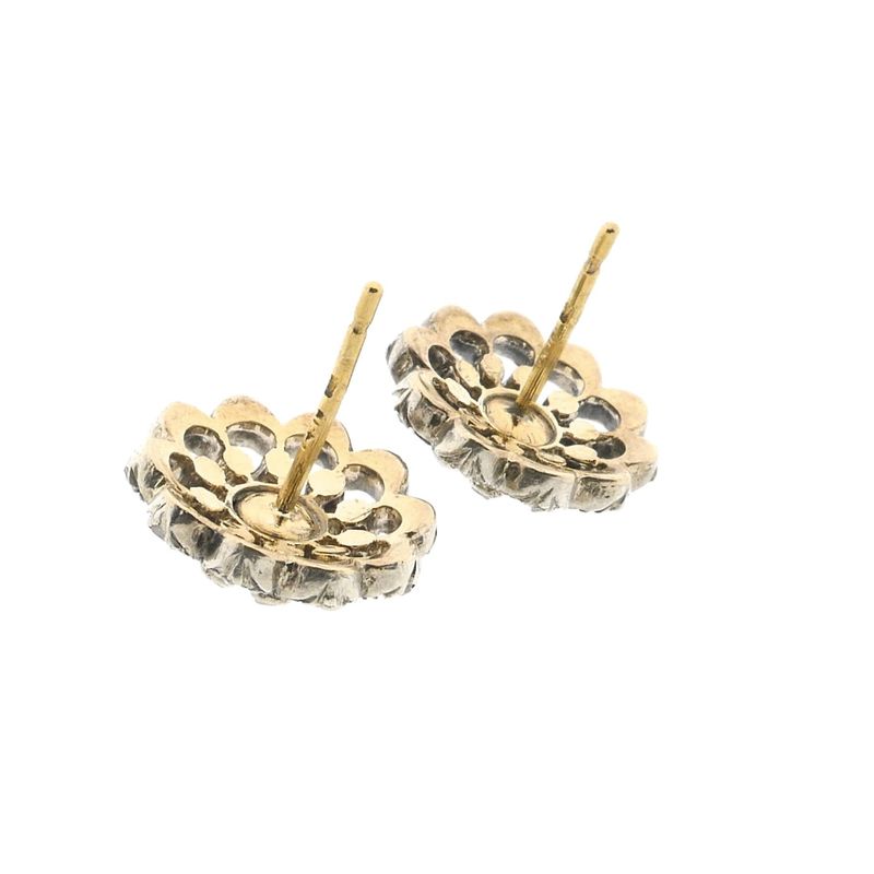 Image 6 of Victorian gold and silver stud earrings with diamonds; Approx. 0.40 ct.