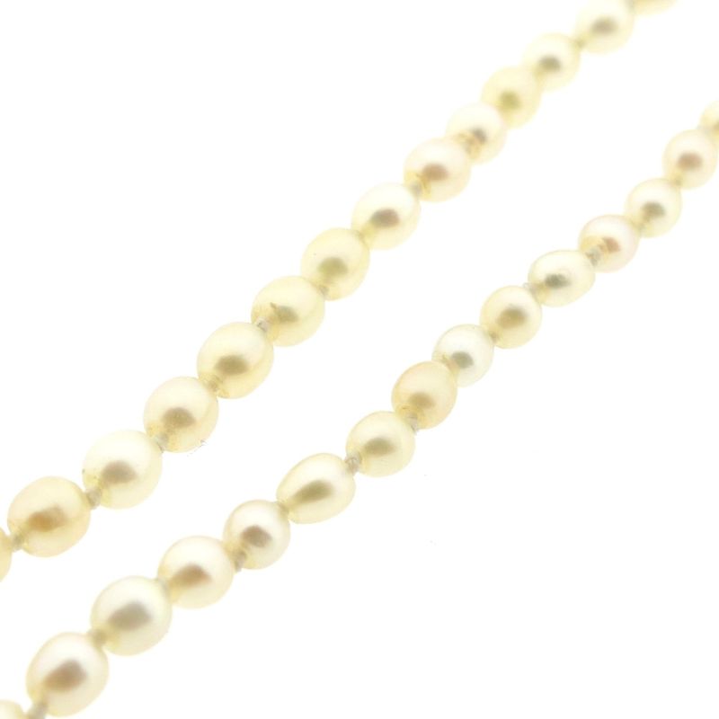 Image 6 of Pearl necklace with white gold clasp and diamonds; 0.06 ct.