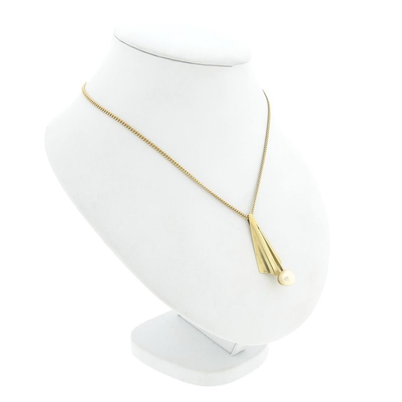 Image 9 of Gold abstract pendant with cultured pearl