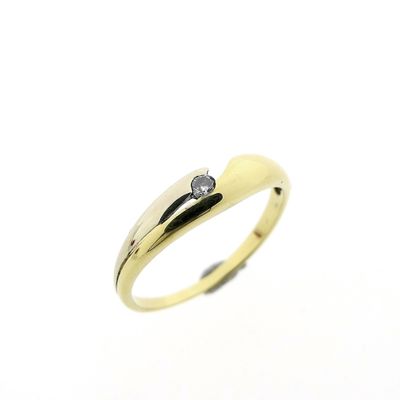 Image 1 of Two-tone gold solitaire ring with diamond; 0.04 ct.
