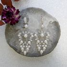 Image 2 of UTOPIA Art Deco white gold earrings with pearl and diamond 3.50 ct.