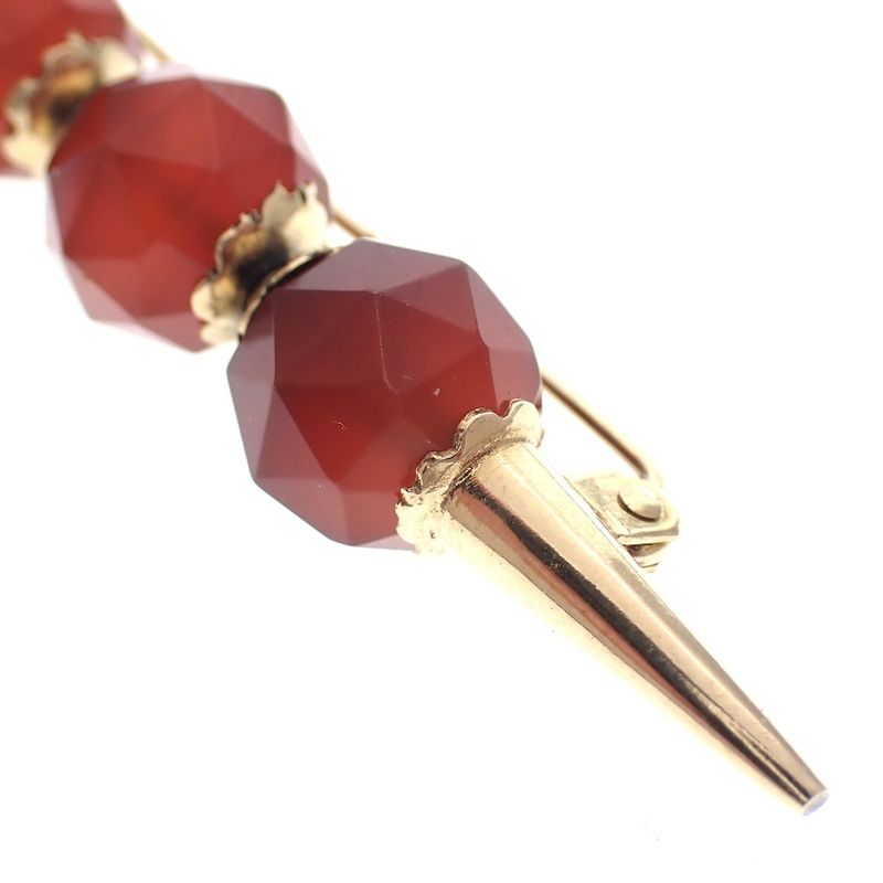 Image 3 of Vintage gold brooch with carnelian