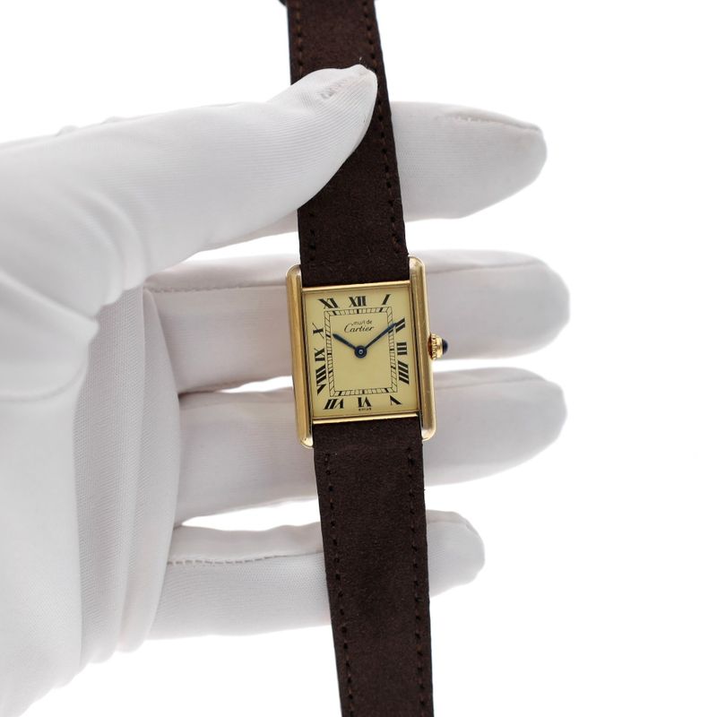 Image 15 of Cartier Tank Vermeil 'Large' 590005; Vintage Unisex Watch with Papers