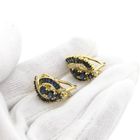 Image 6 of Gold earrings with sapphires and diamonds; 0.20 ct.