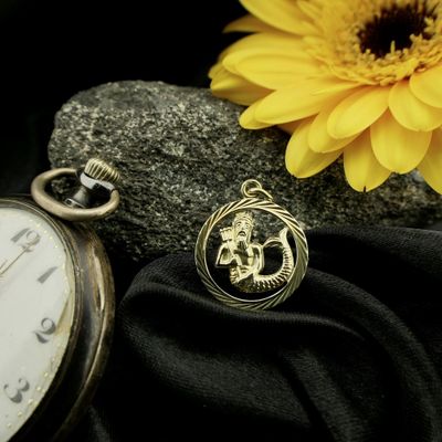 Image 2 of Gold zodiac sign pendant; Aquarius