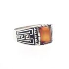 Image 5 of Silver ring with orange zirconia and Maori pattern