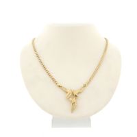 Gold Cardano link chain with fixed pendant and diamonds; 0.11 ct.