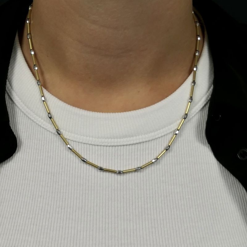 Image 10 of Midas two-tone gold bar link chain