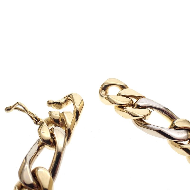 Image 5 of Solid two-tone gold Figaro link bracelet