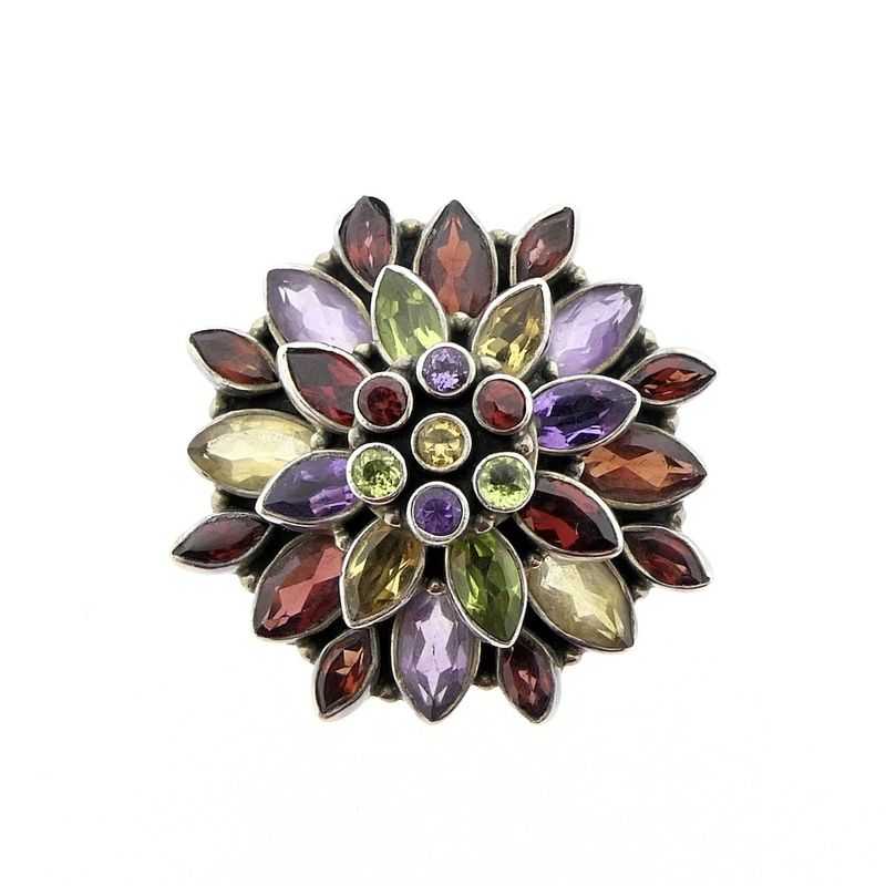 Image 3 of Silver ring with a mix of colored zirconia