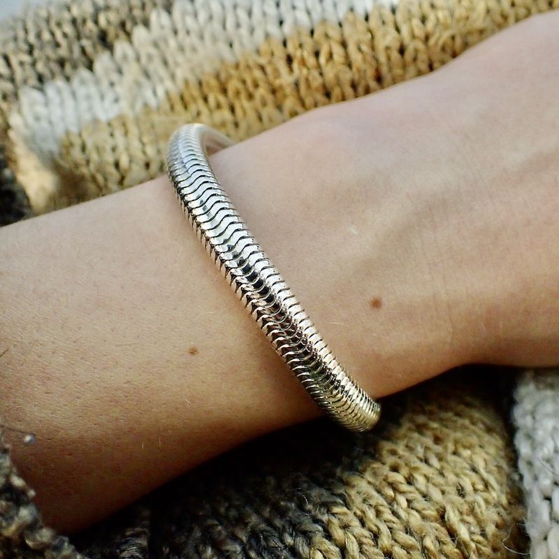 Image 4 of Silver wide snake link bracelet | 18 cm
