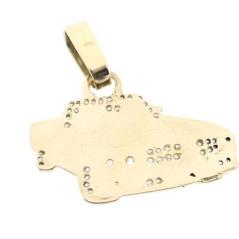 Image 7 of Gold pendant of a Mercedes with zirconia.