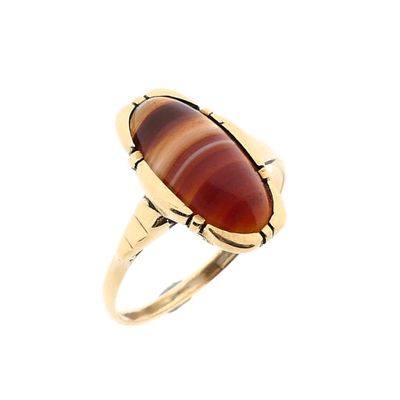 Image 1 of Gold Ring with Carnelian & Band Agate