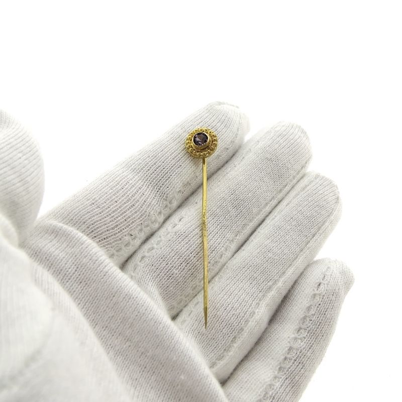 Image 1 of Gold lapel pin with zirconia