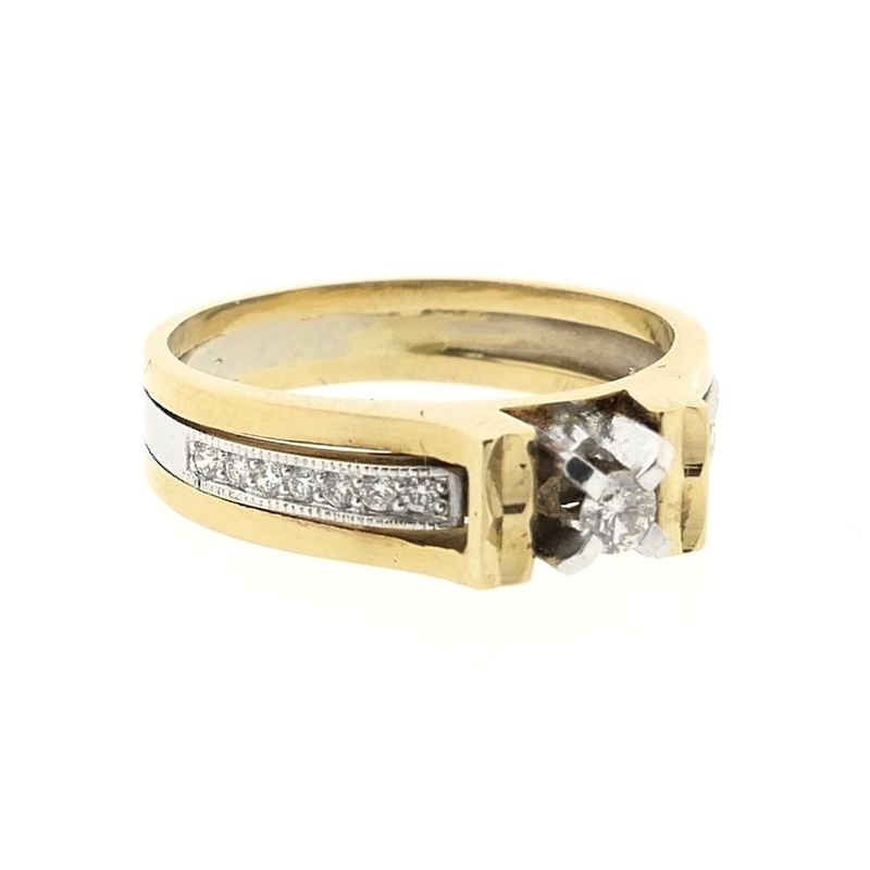 Image 7 of Two-tone gold ring with diamond; 0.21 ct.