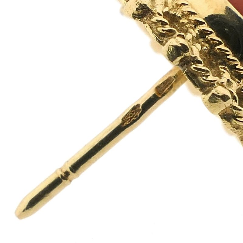 Image 10 of Antique/vintage gold stud earrings with blood coral | Filigree technique