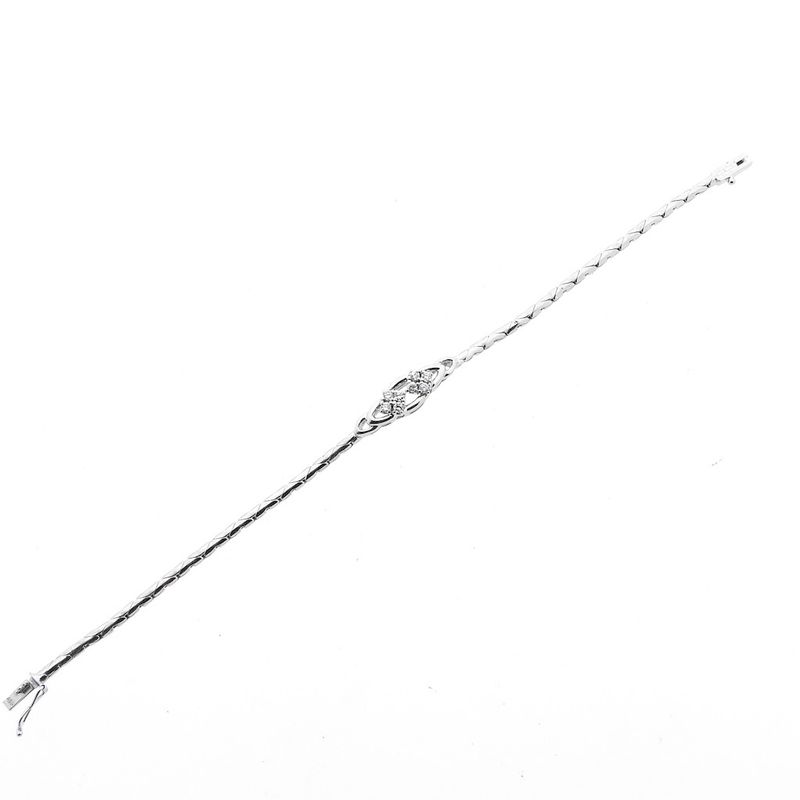 Image 8 of White gold cobra link bracelet with diamonds; 0.28 ct.