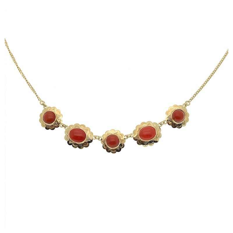 Image 3 of Vintage gold necklace with red coral | 43 cm