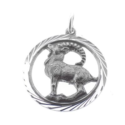 Image 2 of Silver zodiac sign pendant; Capricorn