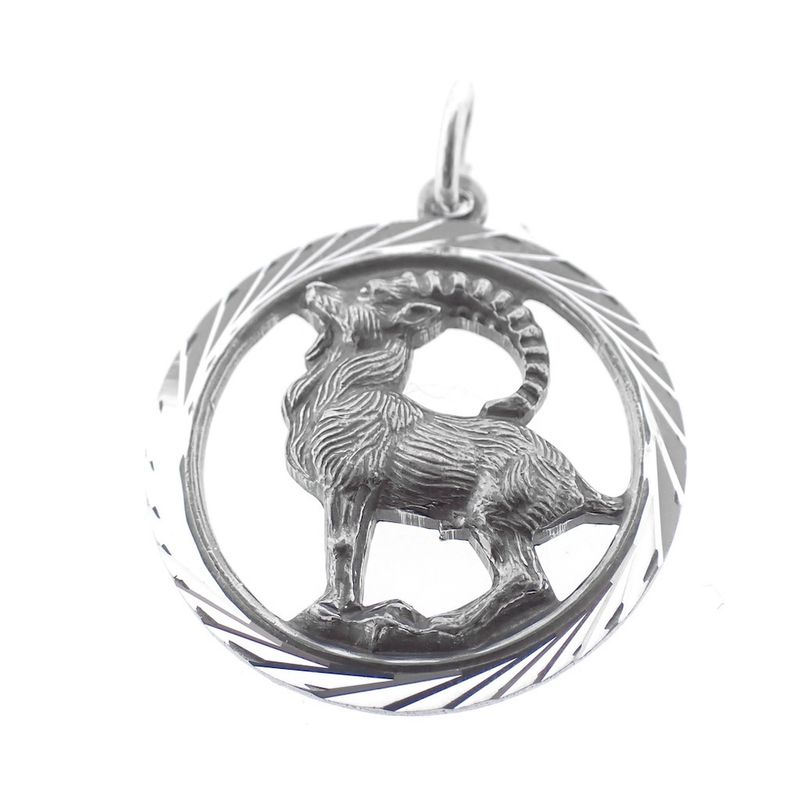Image 2 of Silver zodiac sign pendant; Capricorn