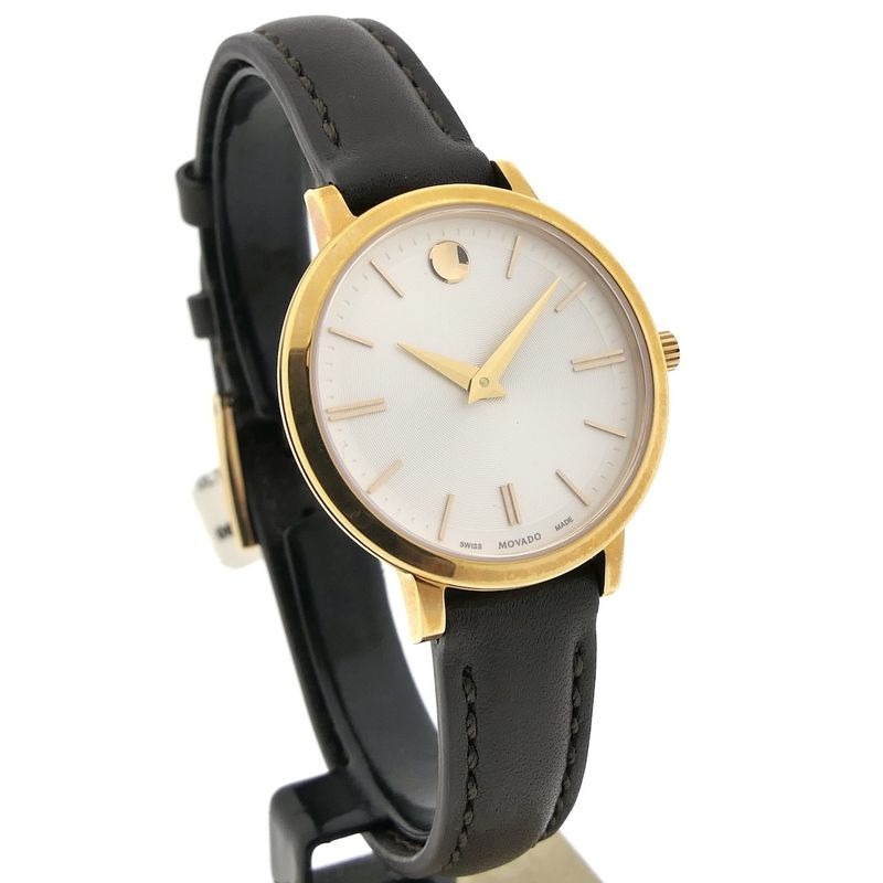Image 3 of Movado Ulta Slim; Gold-plated women's watch with white dial; 0607096