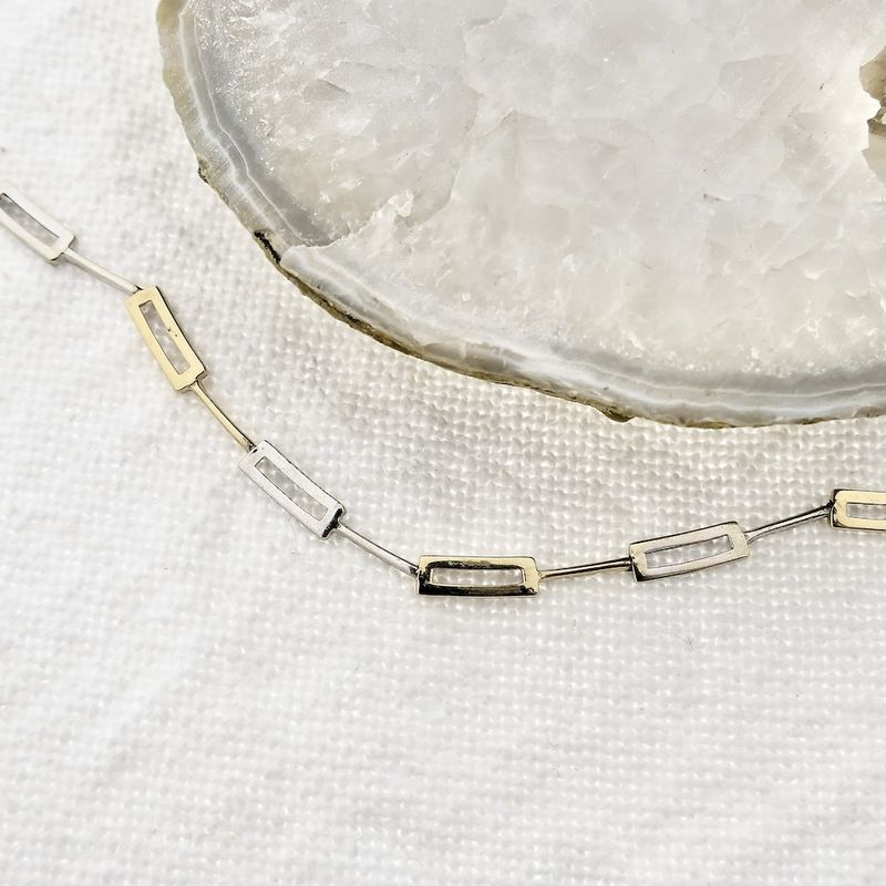 Image 4 of Two-tone gold fantasy link necklace