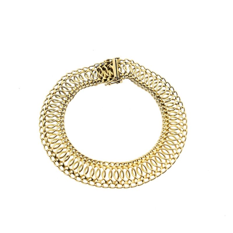 Afbeelding 3 van Vintage gouden fantasie schakelarmband | 20,5 cm