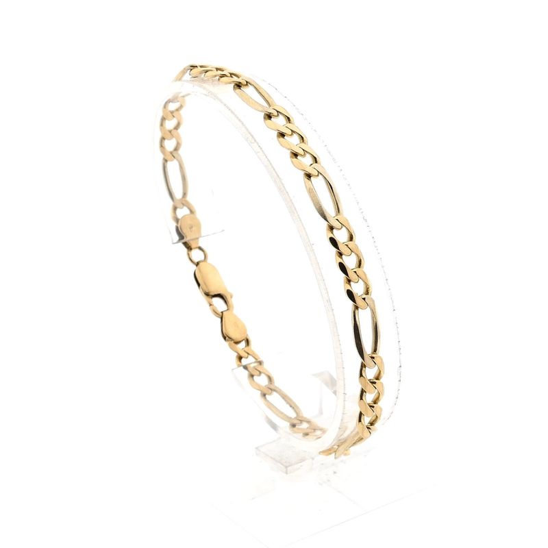 Image 1 of 14K Yellow Gold Figaro Chain Bracelet; 20.5 cm