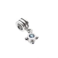 Pandora charm pendant; Silver; Blue Topaz Compass