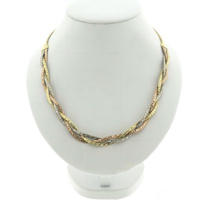 Image 1 of Exclusive gold braided omega link necklace.