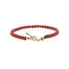 Image 1 of Red coral bead bracelet with gold clasp; Children's bracelet