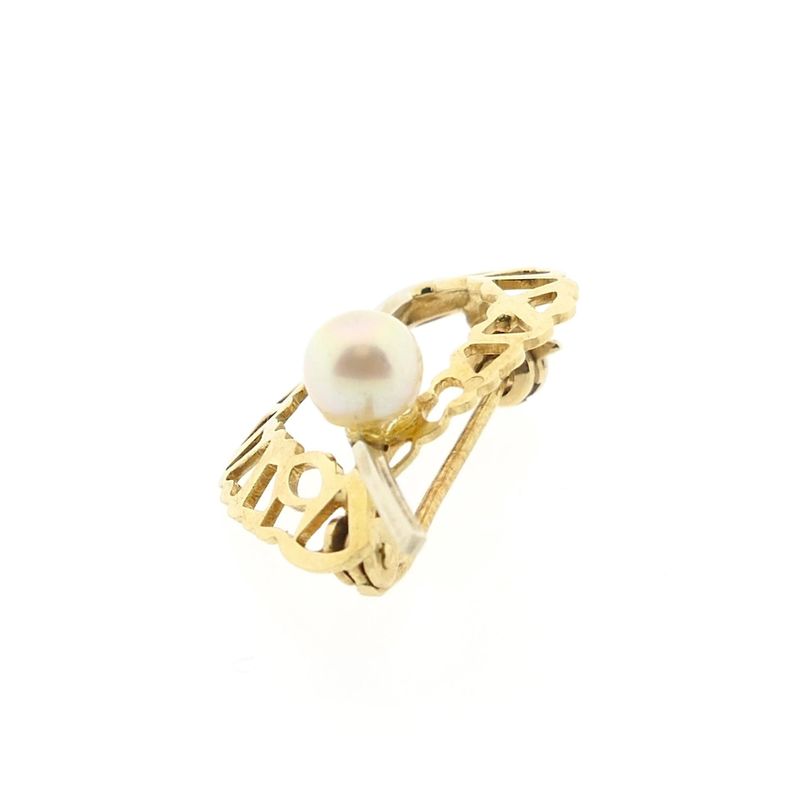 Image 8 of Vintage two-tone gold brooch with pearl