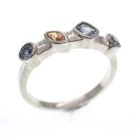 Silver cluster ring with colored zirconias
