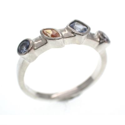 Image 1 of Silver cluster ring with colored zirconias