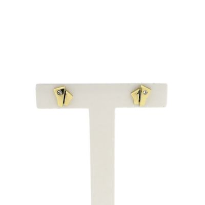 Image 2 of Gold stud earrings with diamond; 0.02 ct.