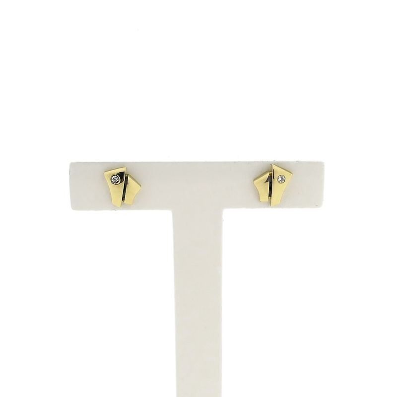 Image 2 of Gold stud earrings with diamond; 0.02 ct.