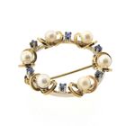 Image 3 of Vintage gold brooch with sapphire and pearls