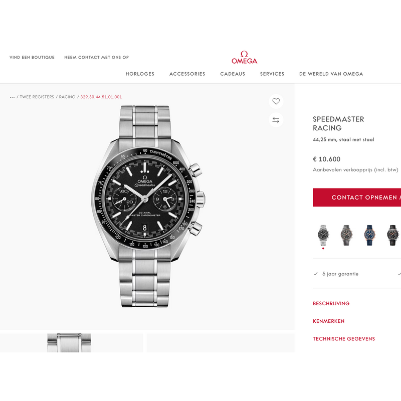 Image 8 of Omega Speedmaster Racing Cal. 9900 329.30.44.51.01.001; Automatic Men's Watch