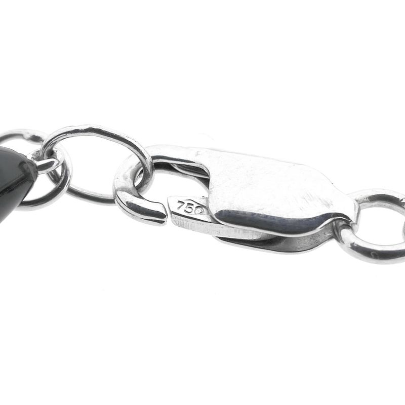 Image 10 of White gold necklace with fixed pendant with onyx, blood coral and diamond 0.74 ct.