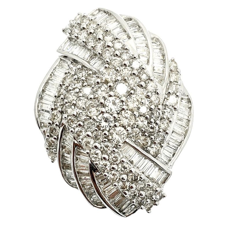 Image 2 of Exclusive cluster cocktail ring with diamond; baguette and brilliant cut 5.00 ct