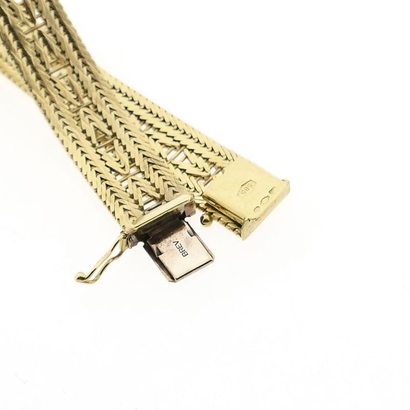 Image 5 of Gold Bracelet with Herringbone Pattern; 14 Karat; 18.5 cm