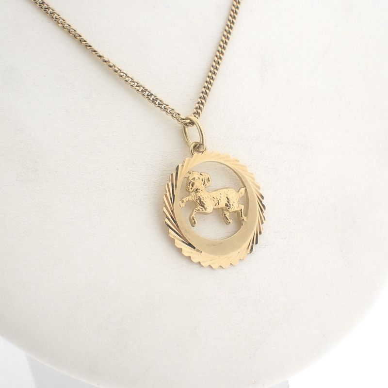 Image 2 of Gold zodiac sign pendant; Aries