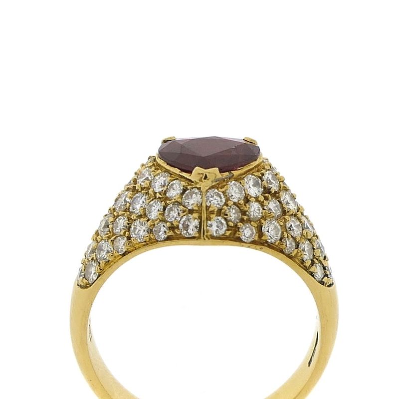 Image 3 of 18-karat gold ring with ruby ​​and diamonds | Approx. 1.00 ct.